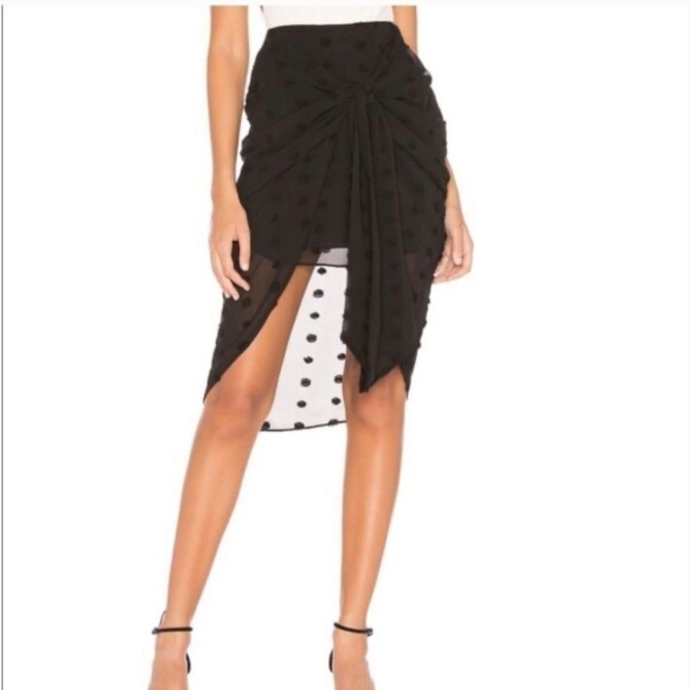 L’Academie Kayla Midi Polka Dot Wrap Skirt